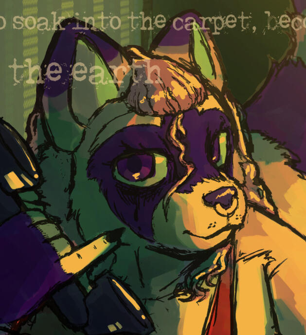 dumb little raccon wrapped up in a blanket